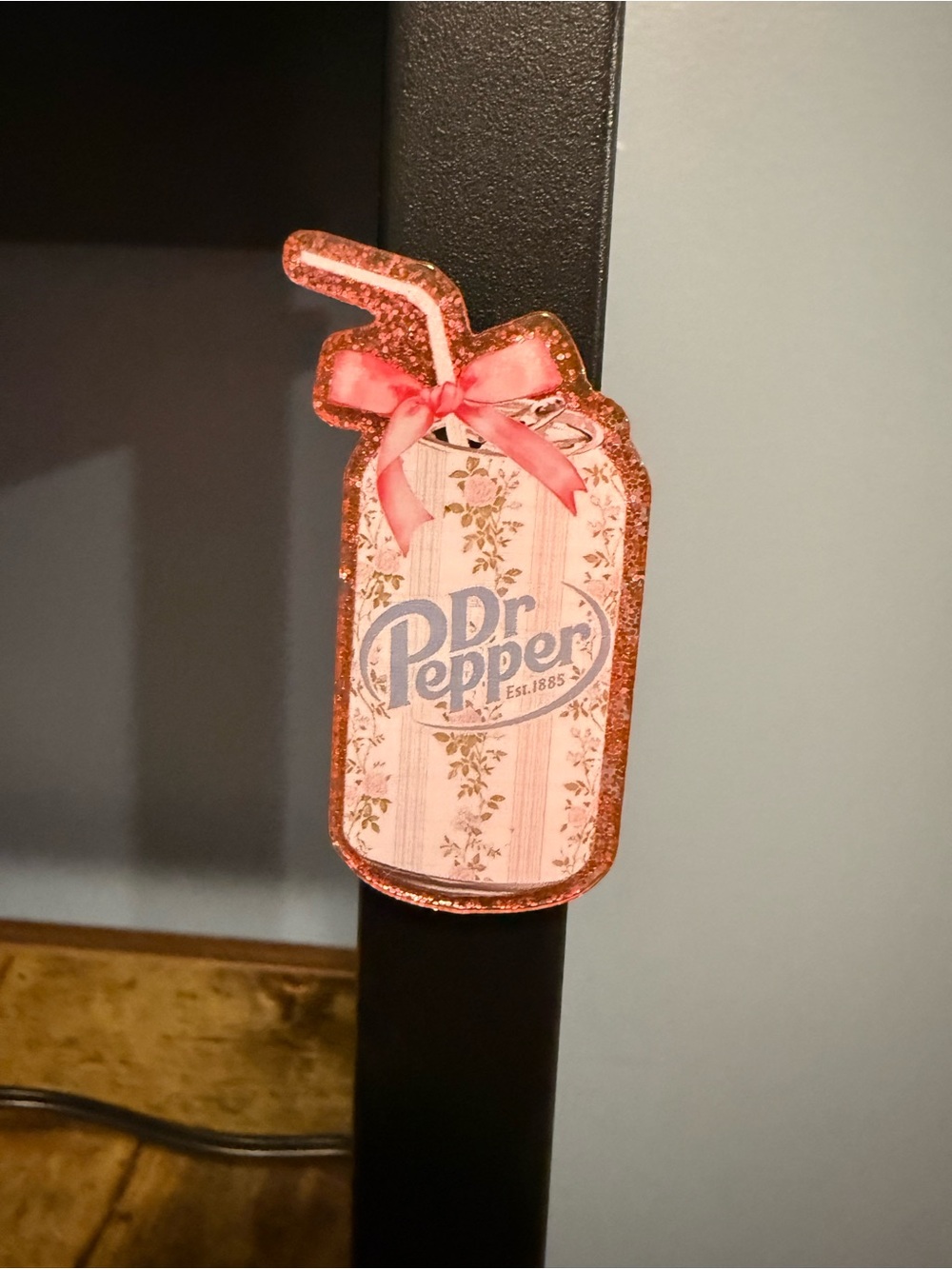 Pink Floral Dr. Pepper Acrylic Magnet